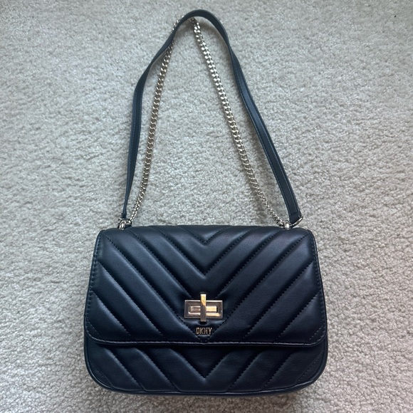 NWT DKNY VERONICA LG Crossbody Quilted Flap Shoulder Bag Chain Strap - Picture 4 of 16